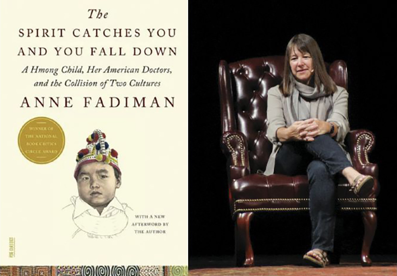 Cover of The Spirit Catches You and You Fall Down and Anne Fadiman sitting in a chair