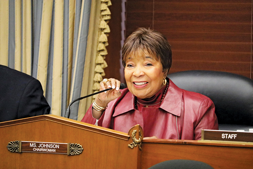 Congresswoman Eddie Bernice Johnson speaking into microphone