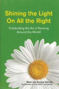 Book cover of Shining the Light on all the Right, green cover with a daisy