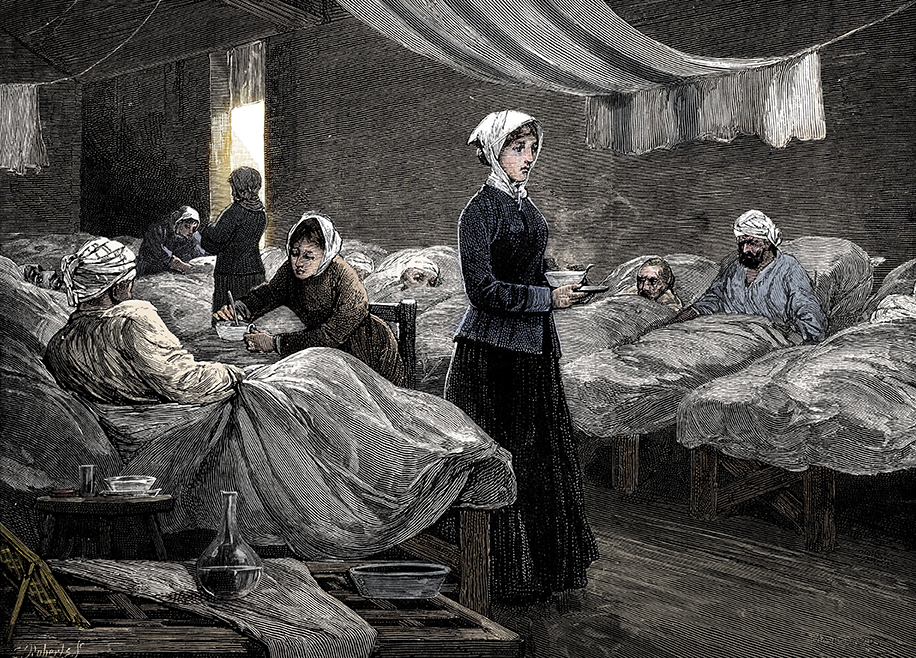 Florence Nightingale in the barrack hospital at Scutari, Turkey, during the Crimean War.