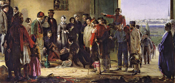 Painting of Florence Nightingale in Scutari Barrack Hospital during the Crimean War