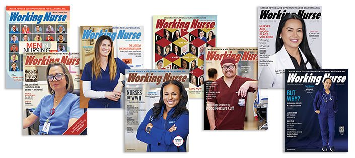 An array of Working Nurse covers.